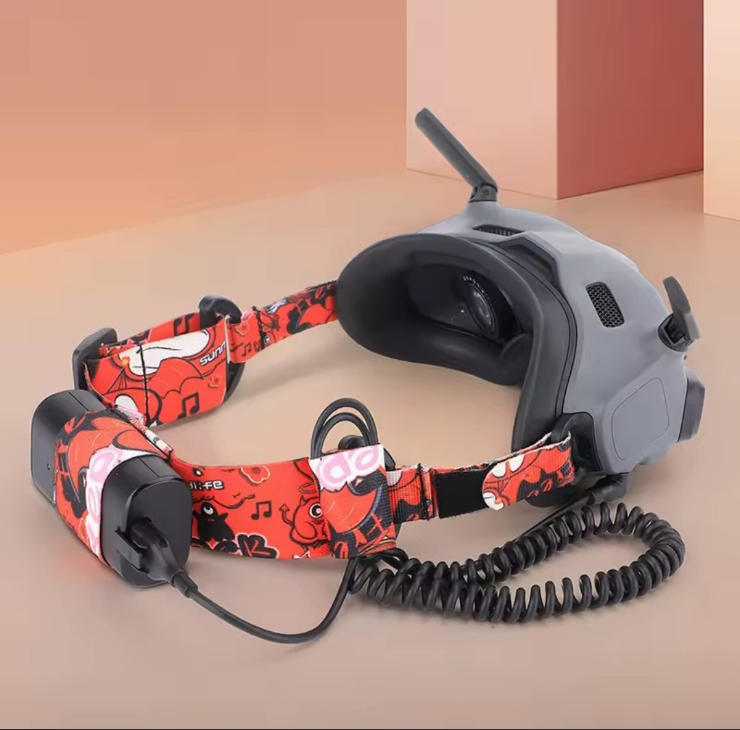 Еластична пов'язка на голову для DJI Goggles 2, червона, комфортний регульований ремінь для фіксації окулярів, фото 1