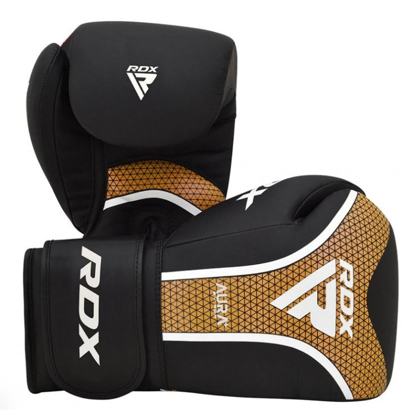 Рукавички боксерські RDX T17 Aura 12 унцій, чорно-золотисті, фото 1