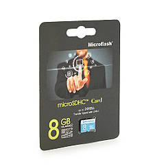 Картка пам'яті Microflash Micro SD швидкість передавання даних 28MB/s, class10, 8G(81400016)