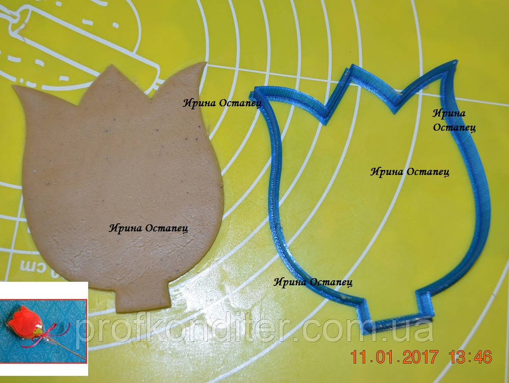 Вирубка Головка тюльпана з ніжкою , 10*8,5 см