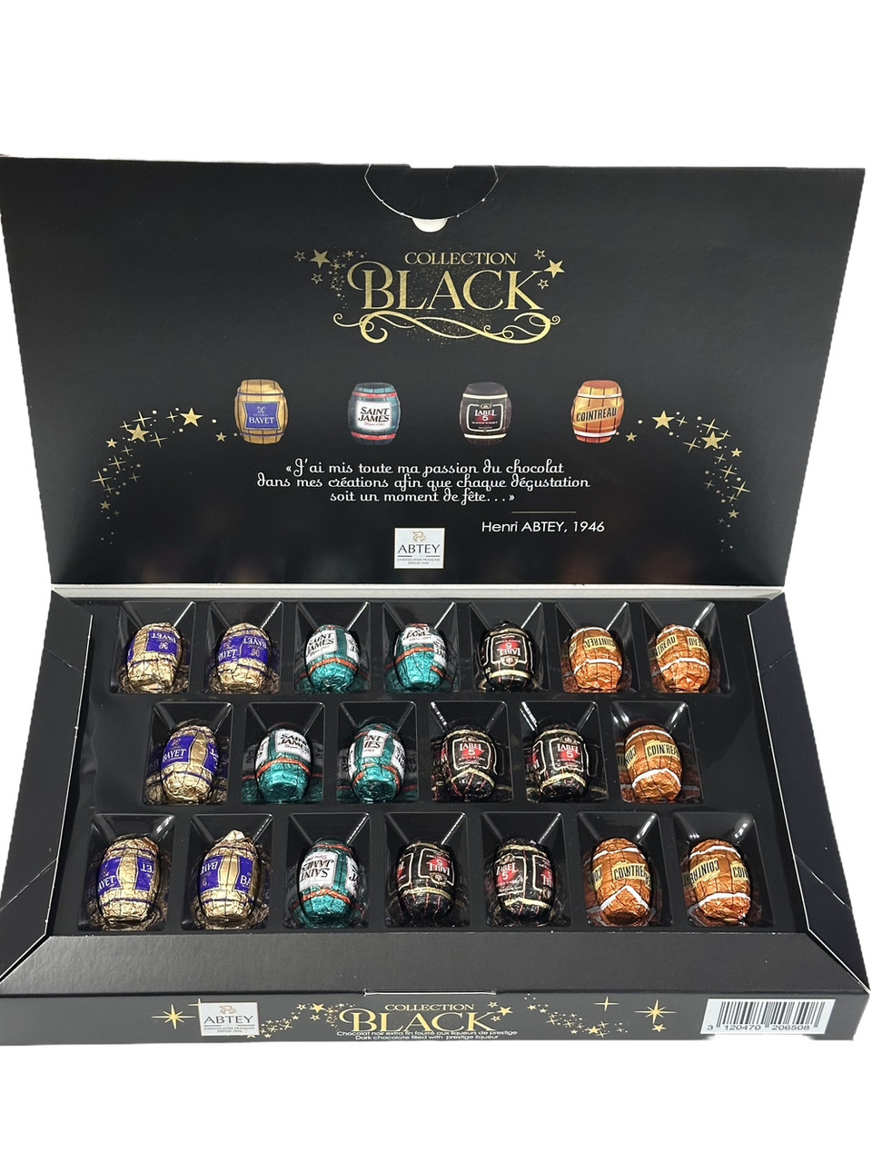 Шоколадні цукерки з лікером  Abtey Collection Black коробка 200 г Франція