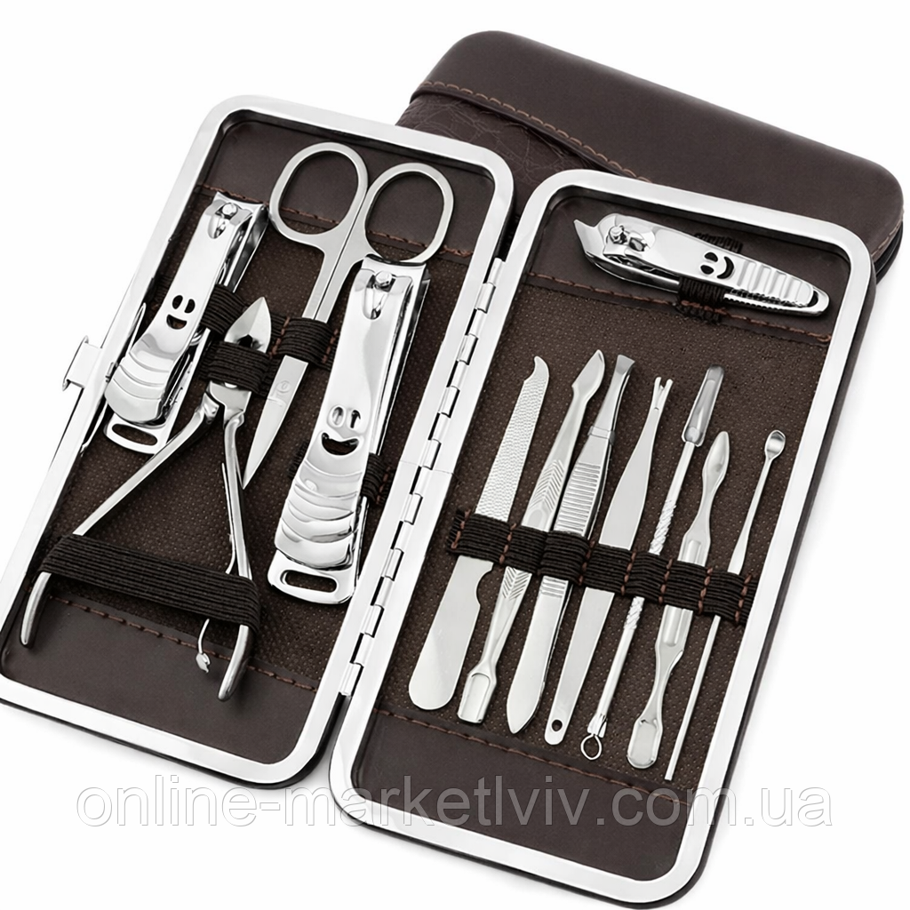 Набір для манікюру та педикюру 12 в 1 у футлярі / Манікюрний набір / Манікюрно-педикюрний набір / Набір для нігтів, фото 1