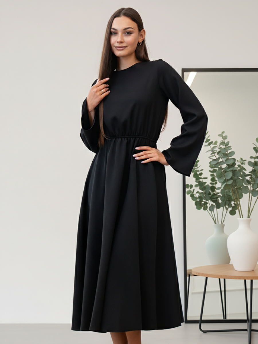 Вільне універсальне вечірнє плаття відкритою спинкою, чорне, фото 1