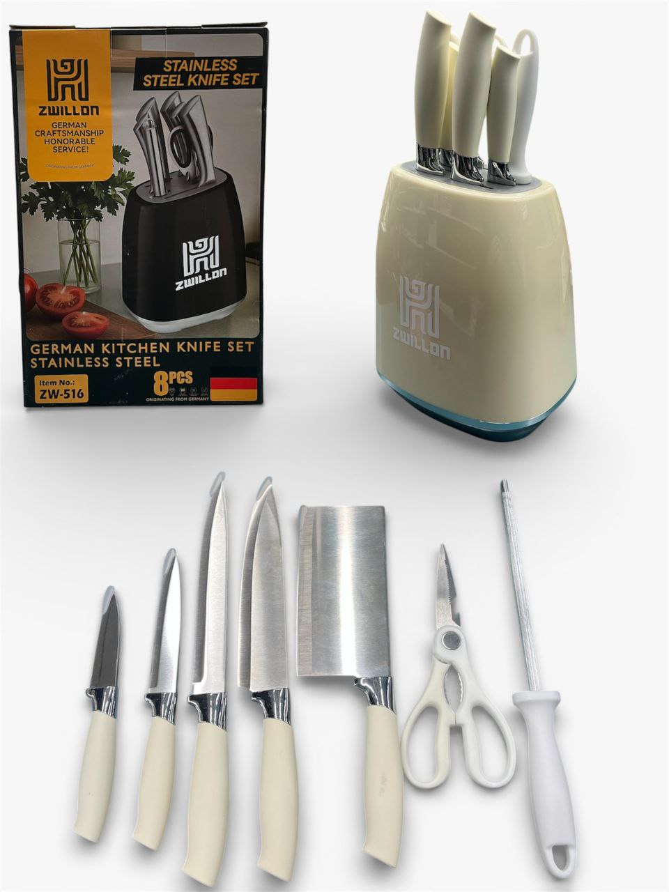 Набір ножів із неіржавкої сталі з підставкою Rainberg RB-2330, фото 1