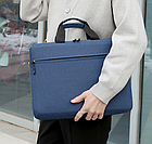 Сумка для ноутбука синя 15,6" тонка плоска сумка до ноутбуку 15 дюймів чохол на ремені синій, фото 3