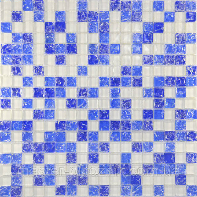 Мозайка мікс білий-синій колотий-блакитний колотий