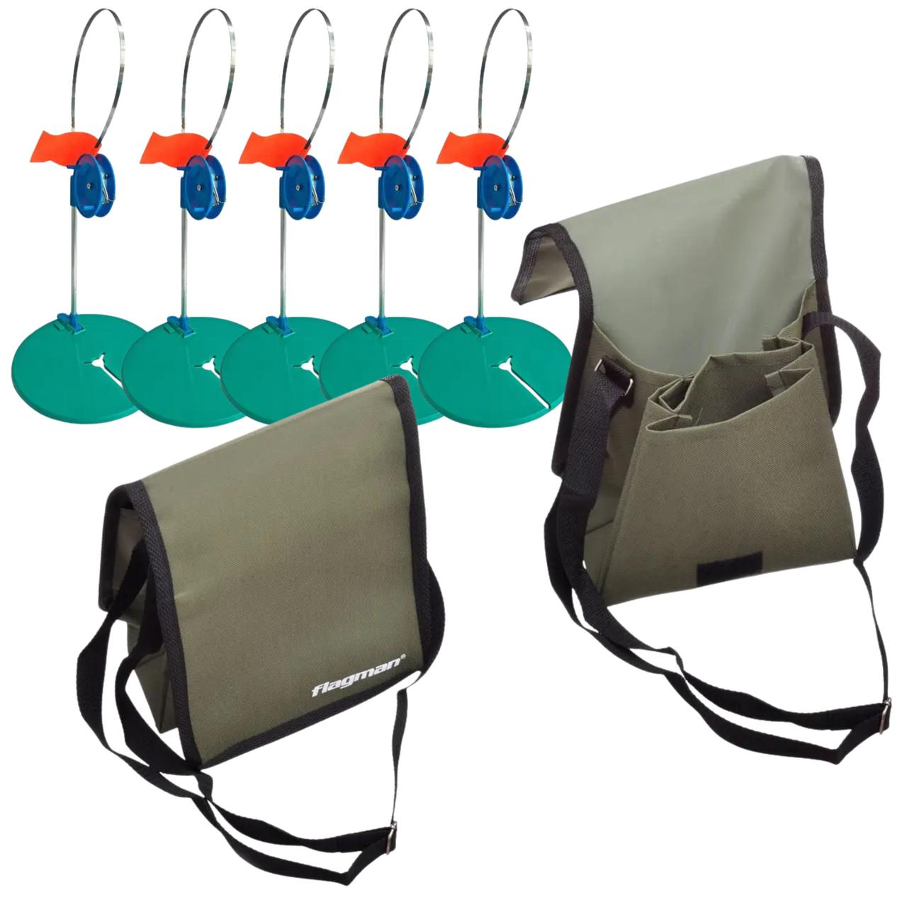 Зимовий набір жерлиць 5 шт з сумкою Flagman, фото 1