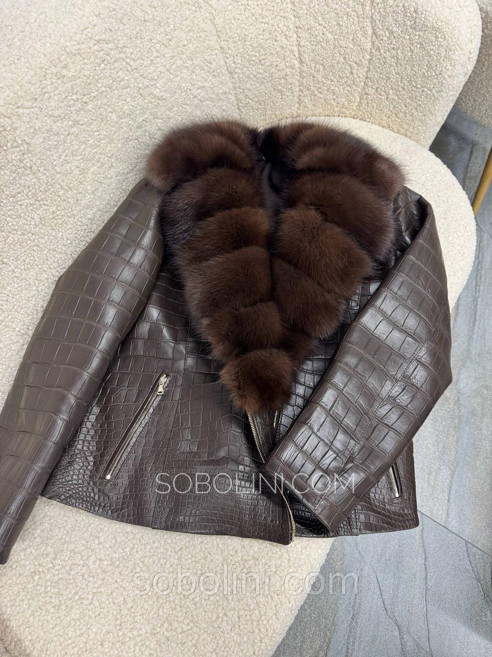 Куртка жіноча з натуральної шкіри крокодила, фото 1