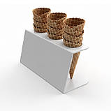 Підставка EKOSTAR для вафельного ріжка на 3шт. Біла, фото 5