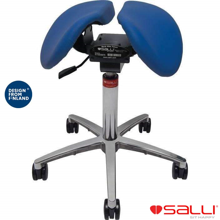 Ергономічний стілець-сідло Salli Chin з двосекційним сидінням (Синій екошкіра) для правильної постави, фото 1