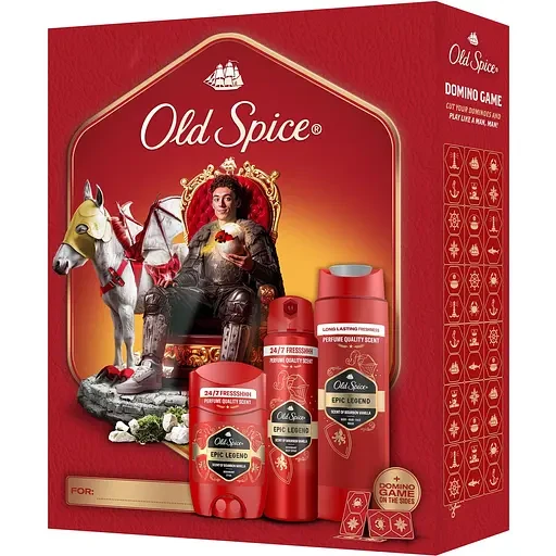 Чоловічий подарунковий набір Old Spice Epic Legend Knight (дезодорант, 150 мл + дезодорант-стік, 50 мл + гель для душу, 250 мл + г, фото 1