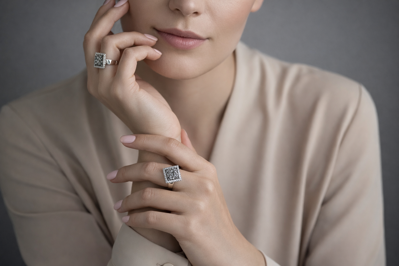 💍Срібна каблучка «Магія контрасту» з білим цирконієм та черненням, фото 1