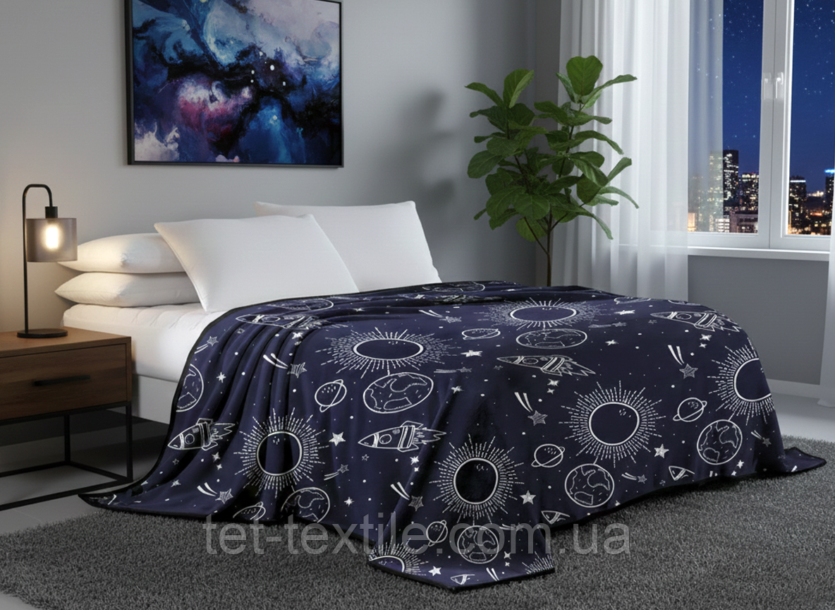 Плед з мікрофібри Велсофт Ракета у космосі 220х240 см