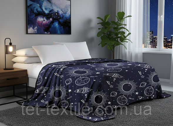 Плед з мікрофібри Велсофт Ракета у космосі 220х240 см, фото 1