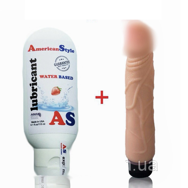 Вібратор великий реалістичний і лубрикант полуничний вагінальний 22*4.5 см, фото 1