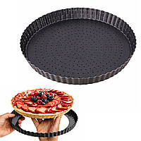 Перфорована форма для випікання тартів та кишів з антипригарним покриттям та знімним дном Ø24см