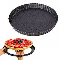 Перфорована форма для випікання тартів та кишів з антипригарним покриттям та знімним дном Ø28см