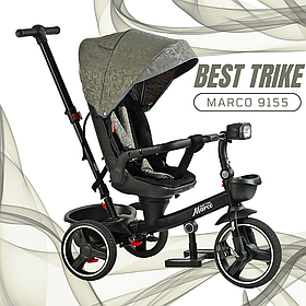 Триколісний велосипед Best Trike Marco 9155 318-82 з поворотним сидінням 360°, музичною фарою та батьківською ручкою, 1–3 роки