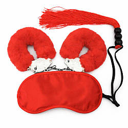 Набір БДСМ DS Fetish маска, наручники, флогер міні, червоний 18+