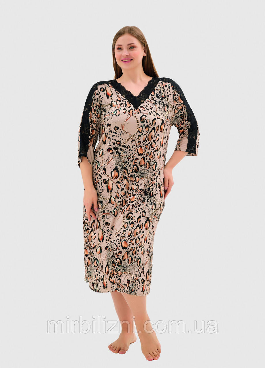 Сорочка Sevim леопард, арт.16972 (ночная рубашка, вискоза, кружева), фото 1