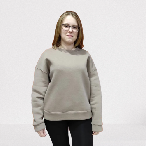 Толстовка жіноча худі оверсайз кишені тепла кофейна, фото 1