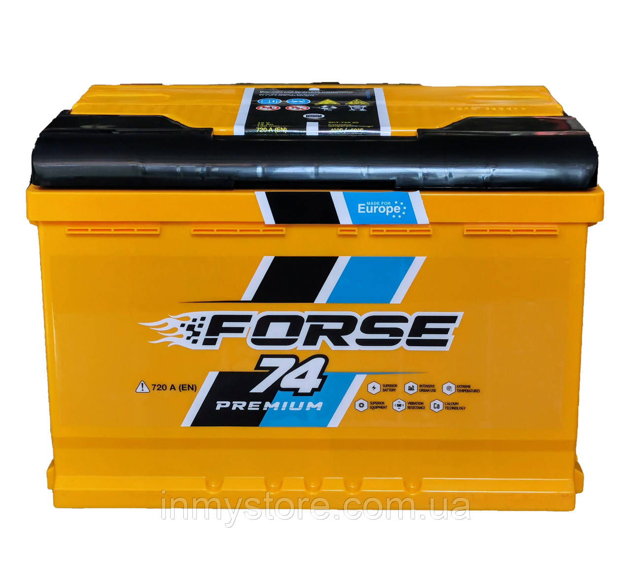 Акумулятор автомобільний 6CT-74 Forse Premium 74Ah-12V (278х175х190), (+ праворуч), EN720, фото 1