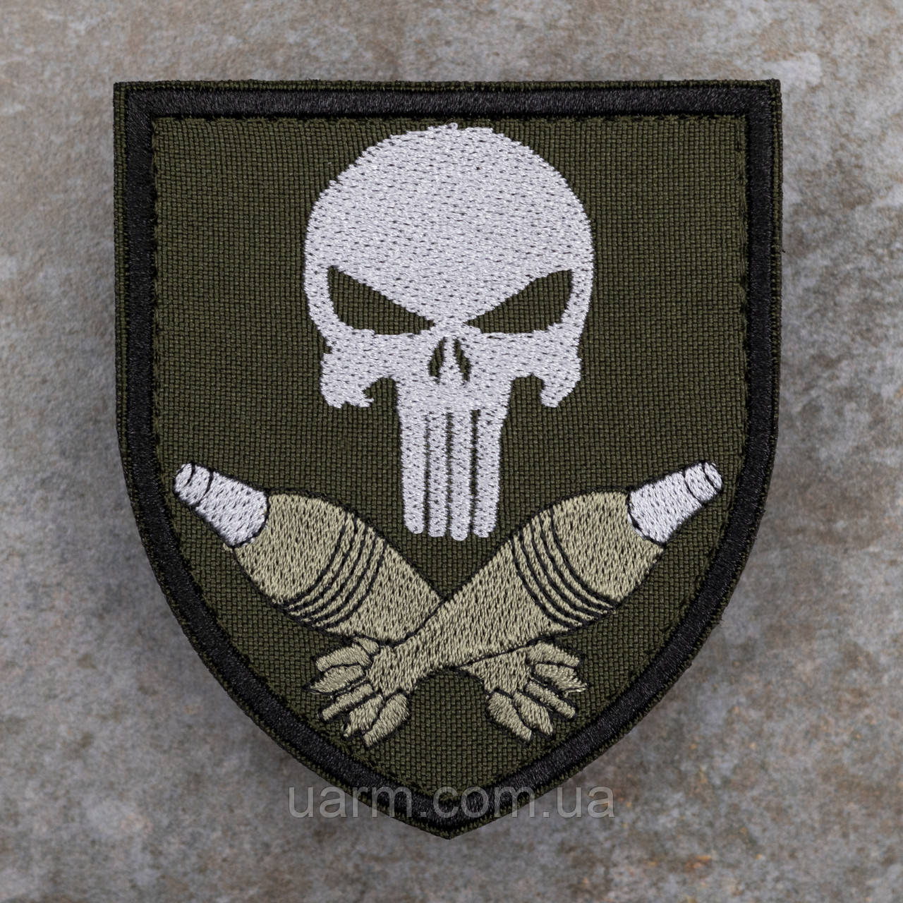 Шеврон Мінометник череп снаряди олива, фото 1