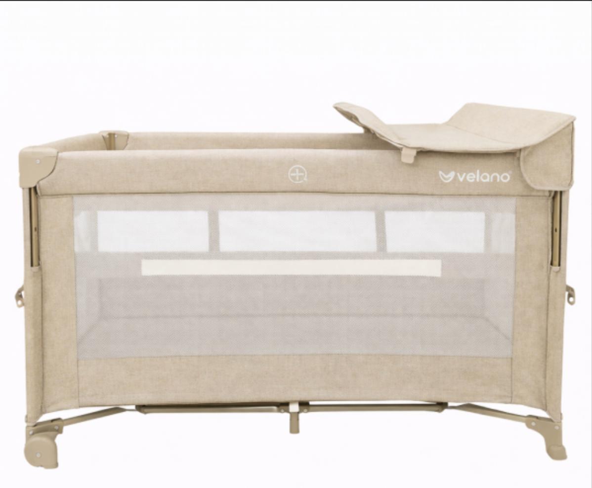 Манеж-ліжко з другим ярусом та пеленатором Velano Tino, beige, фото 1