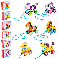 Дерев'яна каталка дитяча C15030, набір з 6 видів, розмір 18x14.4x7.7 см, для перших кроків