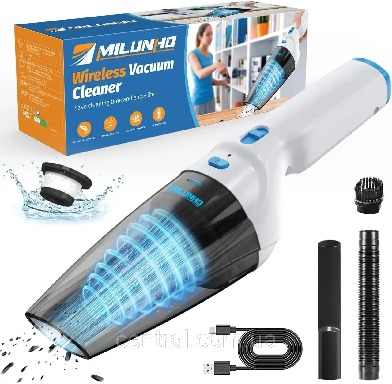Ручний пилосос Milunho GV08 потужне та бездротовий, фото 1