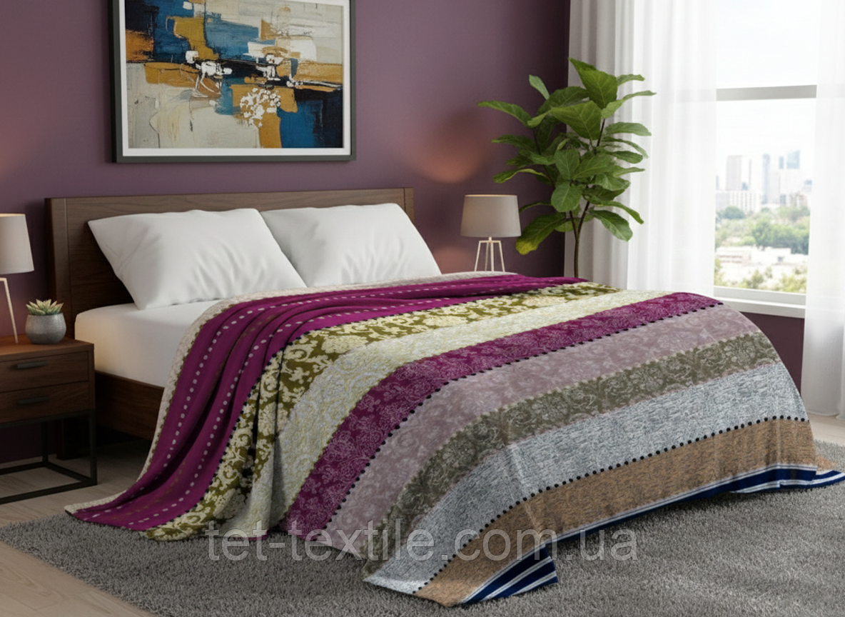 Плед з мікрофібри Велсофт Різнокольоровий вінтаж 160х210 см