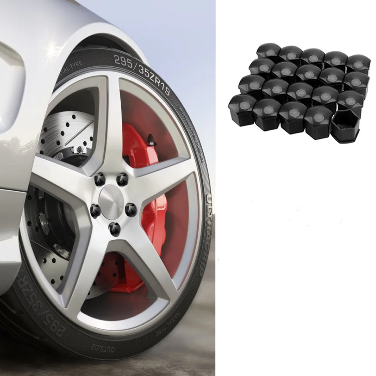 Ковпачки для коліс 17 мм комплект чорні, фото 1