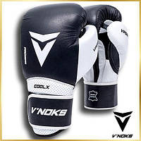 Боксерські рукавички для боксу натуральна шкіра чорні V`Noks Aria White 10 унцій