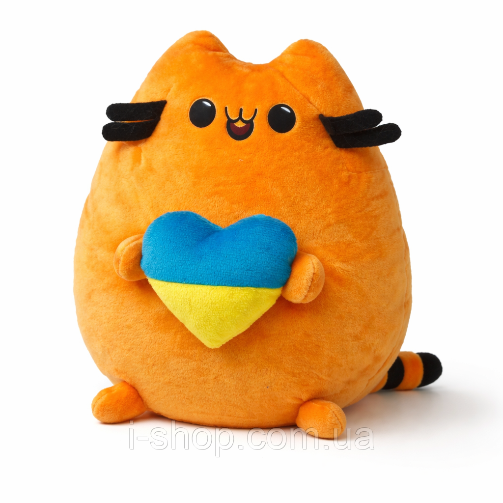 М'яка іграшка кіт Пушин з серцем 26 см оранжевий пушин кіт іграшка для дітей і дорослих Dreamtoys, фото 1