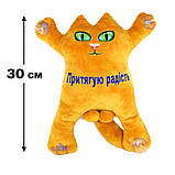 Іграшка кіт на присосках рудий кіт м'яка іграшка з написом для авто і дому 30 см Притягую радість, фото 2