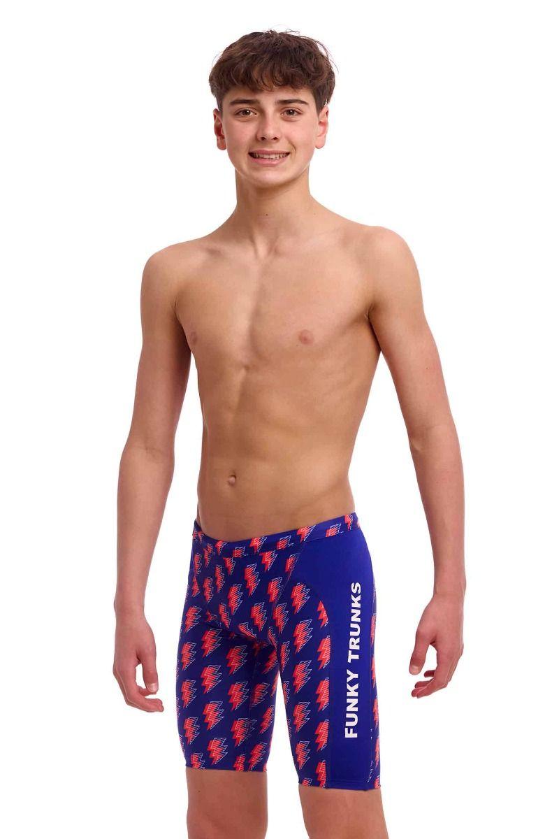 Плавки довгі джамери для плаванння Funky Trunks Boy's Flash Training Jammers (FTS003B72087) розмір 28 (12-13 років) з блискавкою, фото 1