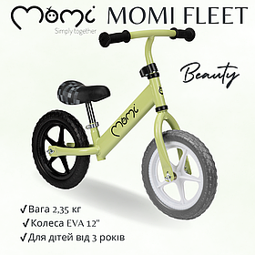 Велобіг MoMi FLEET 12" Green, EVA колеса, регульоване сидіння та кермо, до 25 кг