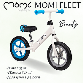 Велобіг MoMi FLEET 12" Beige/Blue, EVA колеса, регульоване сидіння та кермо, до 25 кг