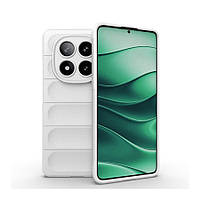 Чехол накладка для Xiaomi Redmi Note 14 Pro 5G White, плотный ТПУ с рельефом против скольжения рук