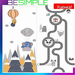 УЦІНКА! Поплавлений Дитячий складаний розвивальний термокилимок 180х200х1см / Двосторонній розвивальний килимок