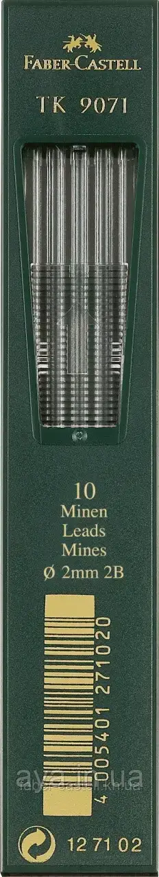 Грифель для цангового механічного олівця Faber-Castell ТК 9071, 2В 2,0 мм, 10 штук у пеналі, фото 1