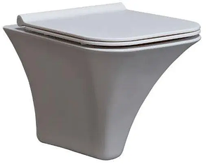 Підвісний унітаз Ege Vitrifiye Selge безобідковий із сидінням Soft Close дюропласт (54303) Білий