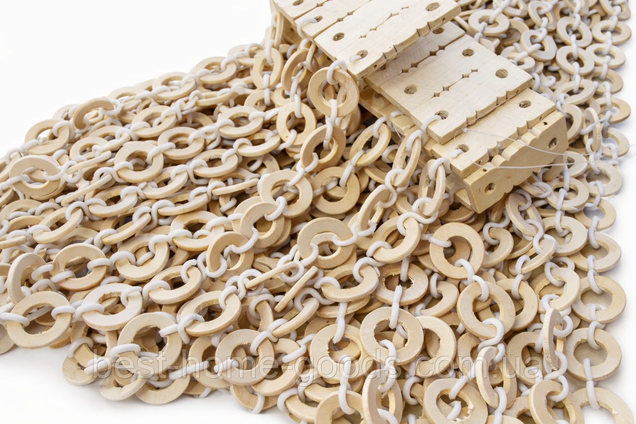 Дерев’яні штори на дверний отвір "Кільце" 1×2 м | Білі фіранки з дерева ручної роботи | Декор інтер’єру, фото 1