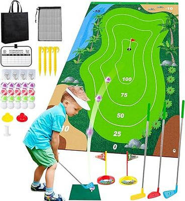 Дитячий гольф із 20 м'ячами телескопічними ключками та мішенями Домашній ігровий спортивний набір із матом і сумкою