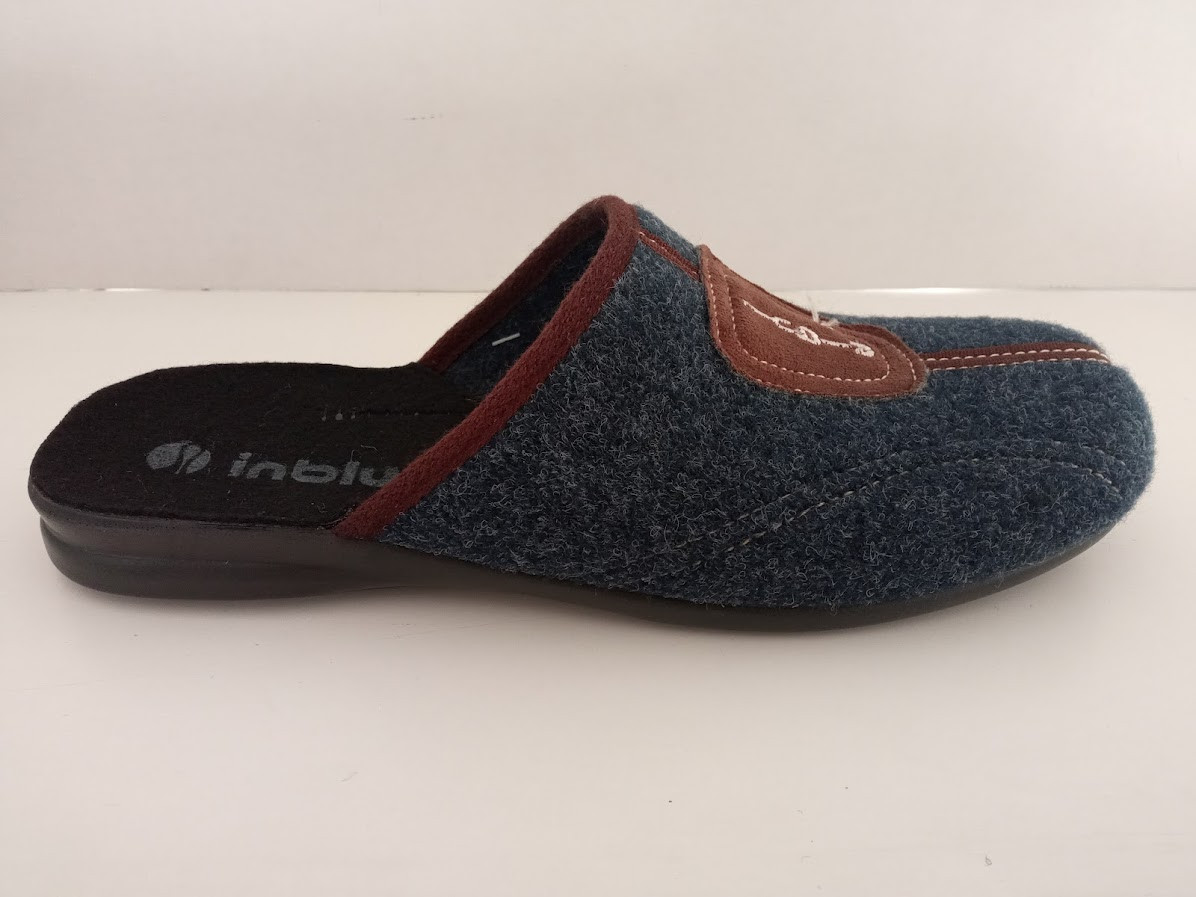 Чоловічі домашні капці Inblu — зручні, теплі та практичні для щоденного комфорту колір СІРО-СИНІЙ, фото 1