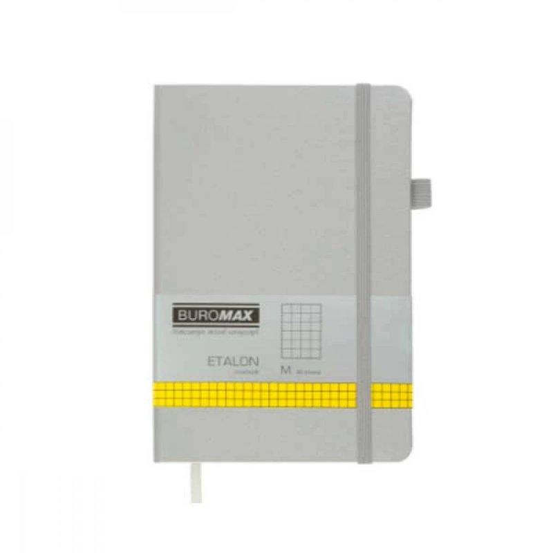 Блокнот діловий В6 96л клітинка Etalon 125х195 шкірозамінник на гумці срібло ВМ291160-24 G-Rich, фото 1
