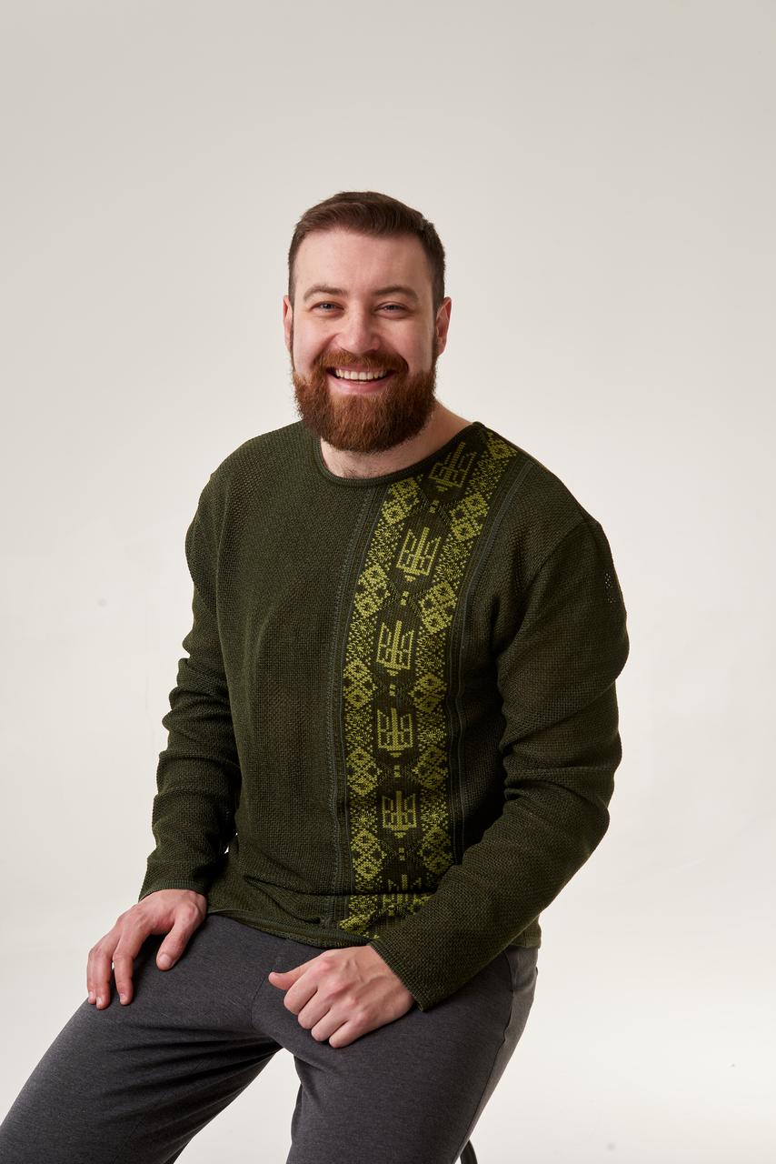 В'язана вишиванка "Тризуб" (хакі)