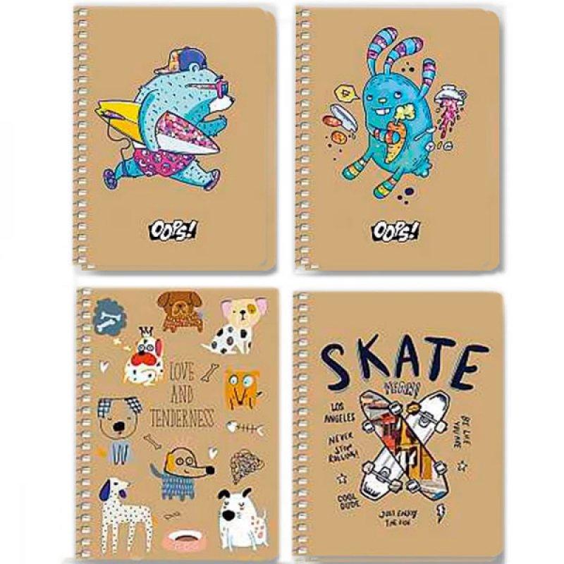 Блокнот А6 80 листів чистий Ш 6121 Student крафт ВД-лак спіраль збоку, кремовий листи 635149/A6-SC-080-6121K G-Rich, фото 1