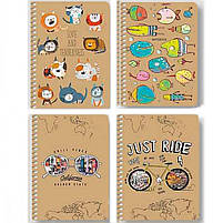 Блокнот А6 80 листів чистий Ш 6121 Student крафт ВД-лак спіраль збоку, кремовий листи 635149/A6-SC-080-6121K G-Rich, фото 2