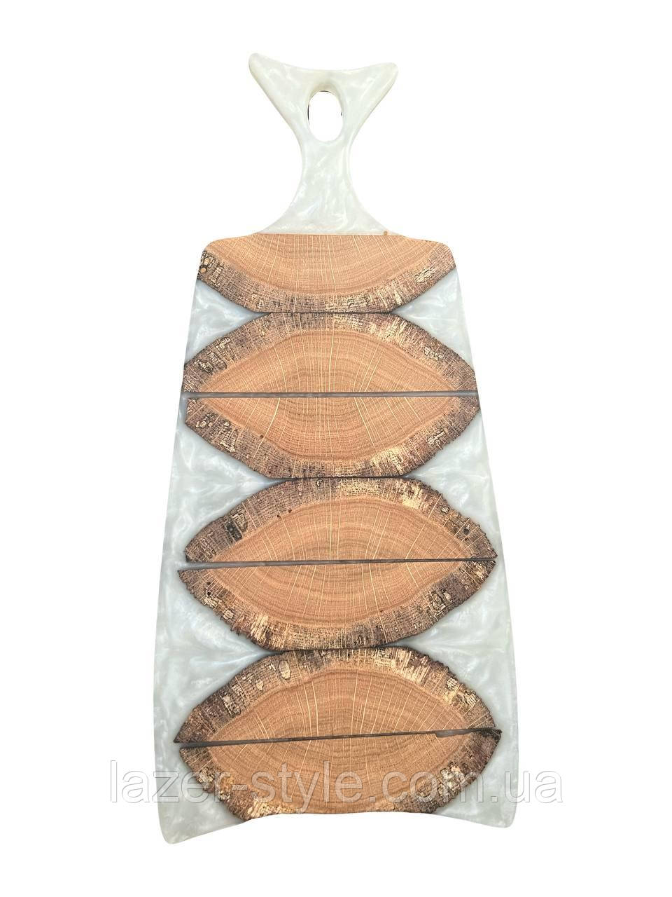 Дошка риб'ячий хвіст з елементом епоксидної смоли білого кольору, фото 1